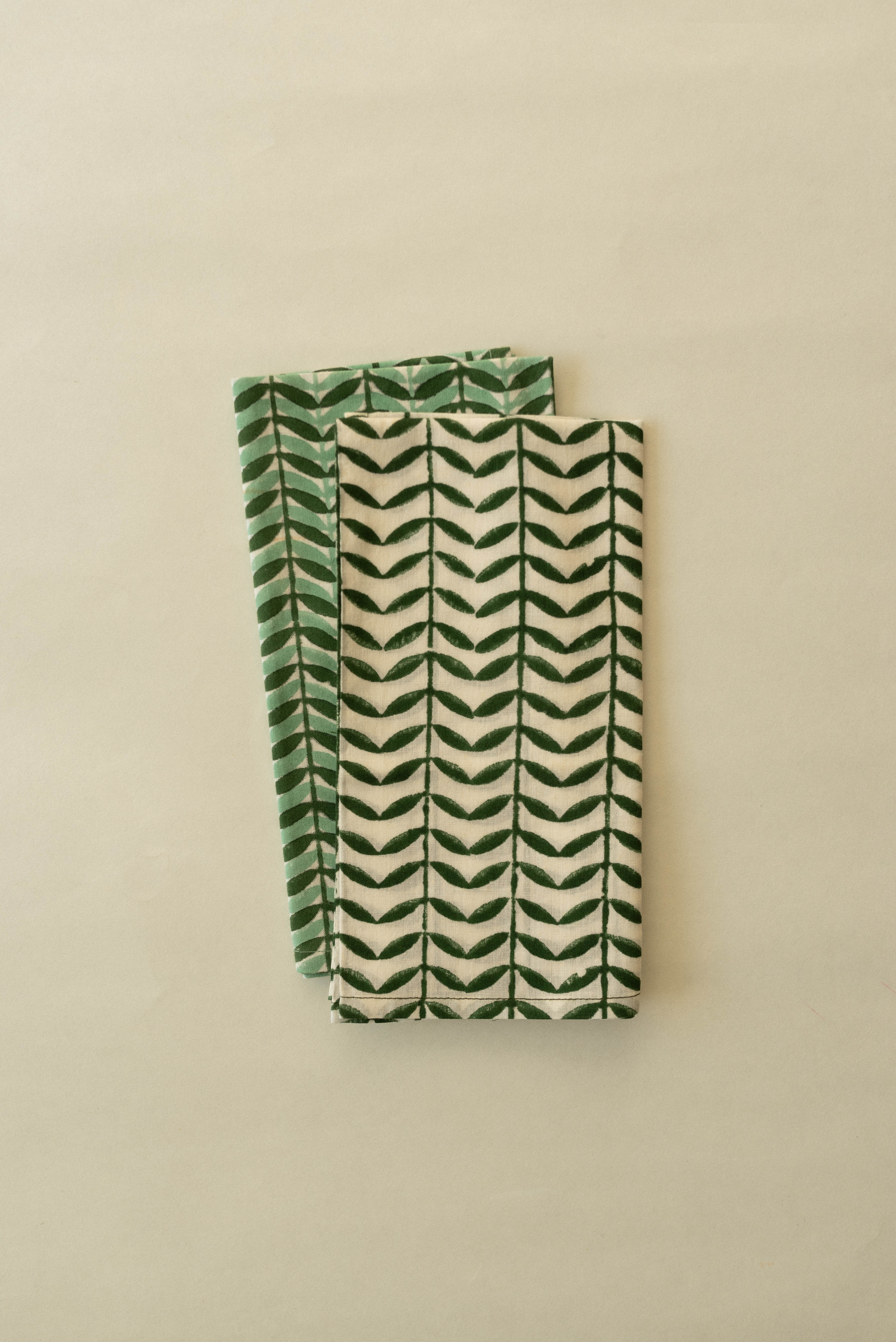 Mismatched Napkins - Green - Set of 2