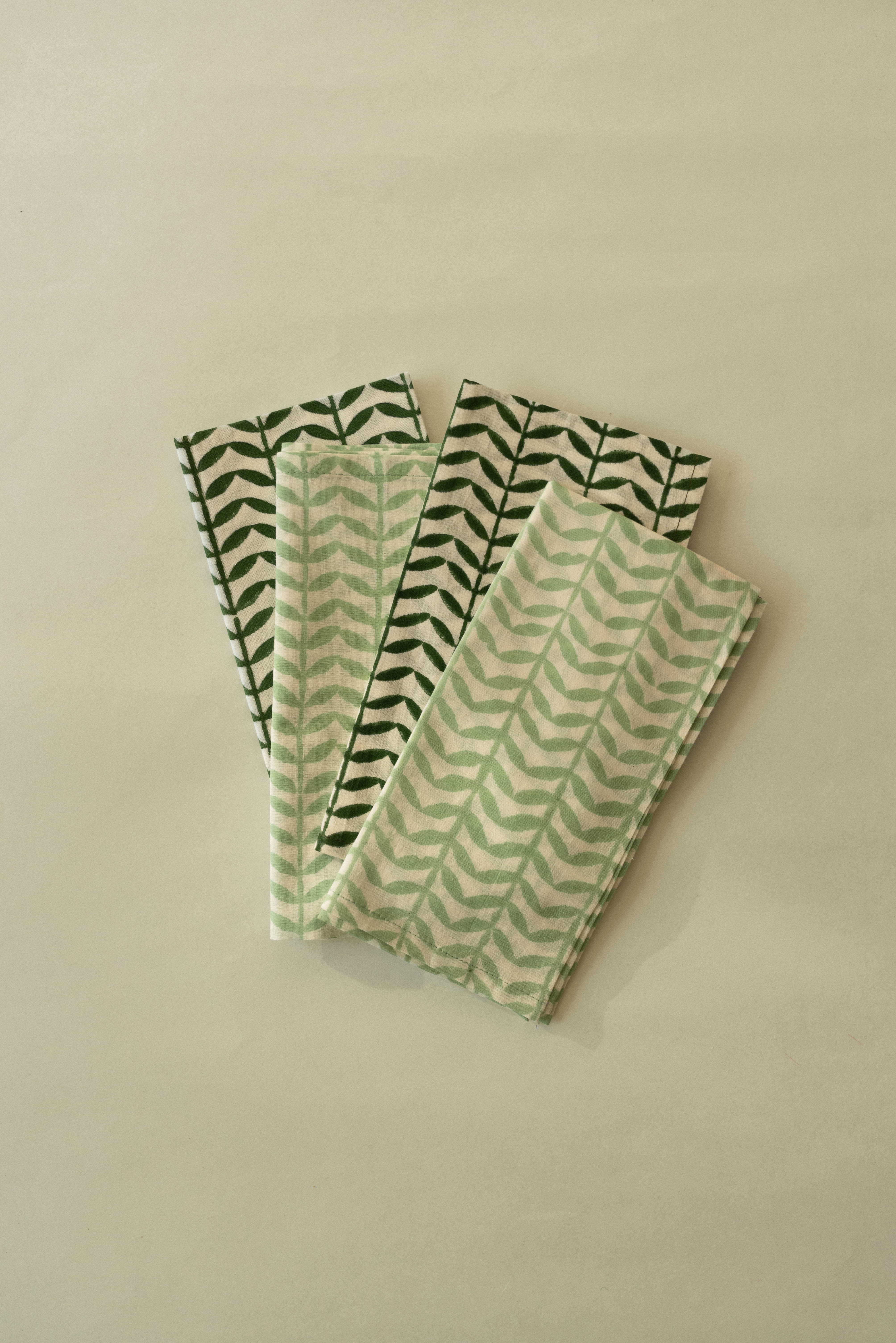 Mismatched Napkins - Green - Set of 4