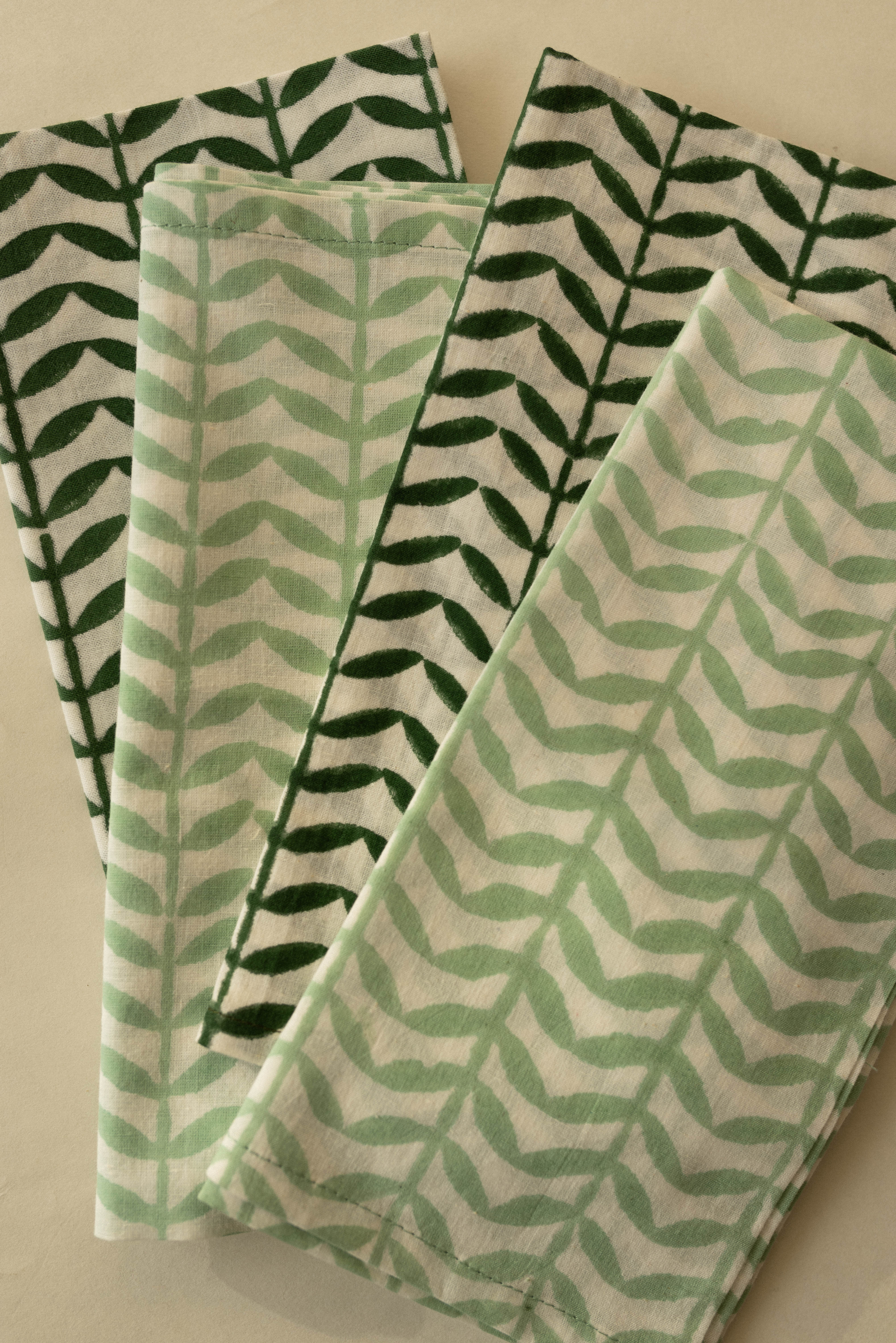 Mismatched Napkins - Green - Set of 4