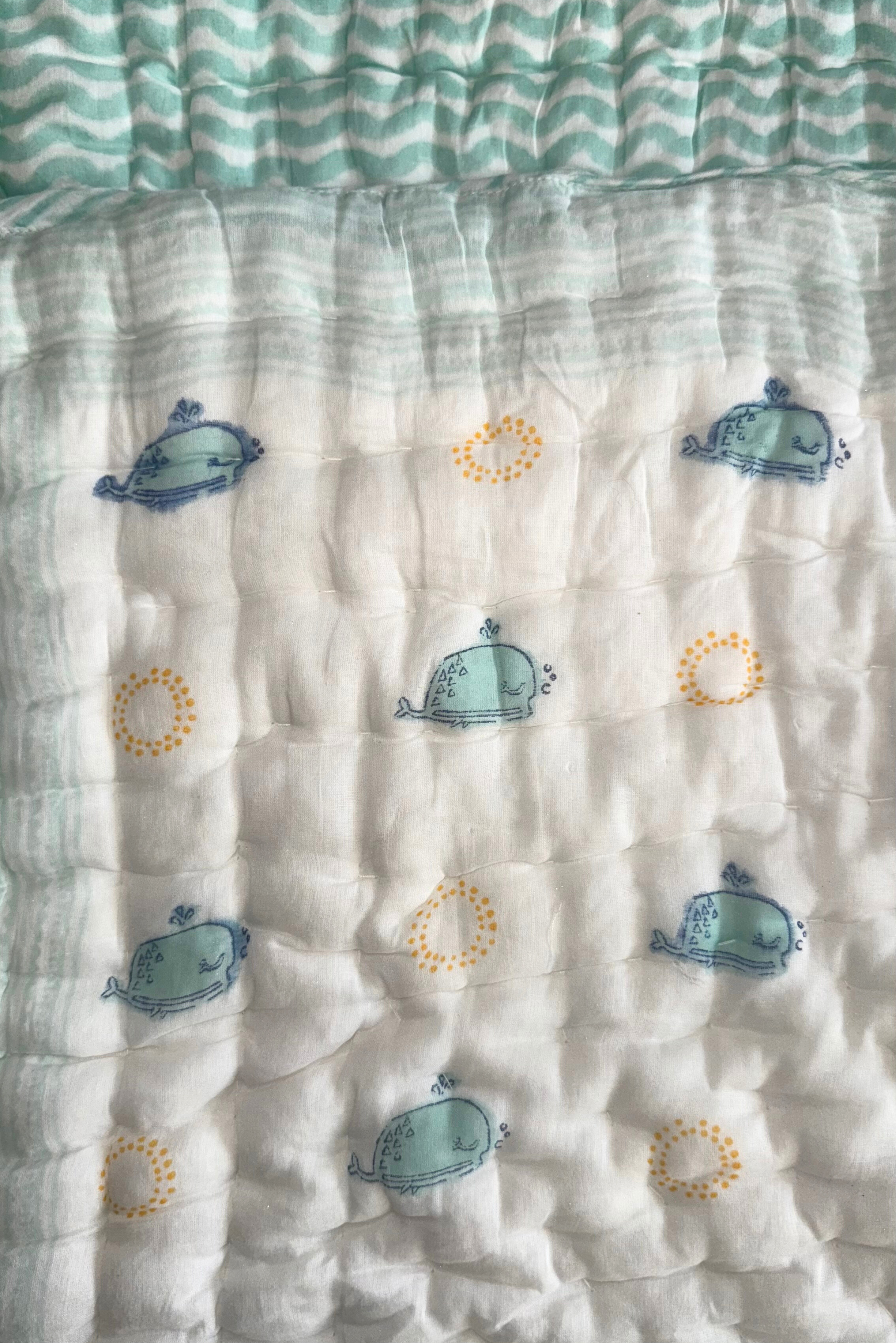 Moana Block Printed Baby Quilt - 01