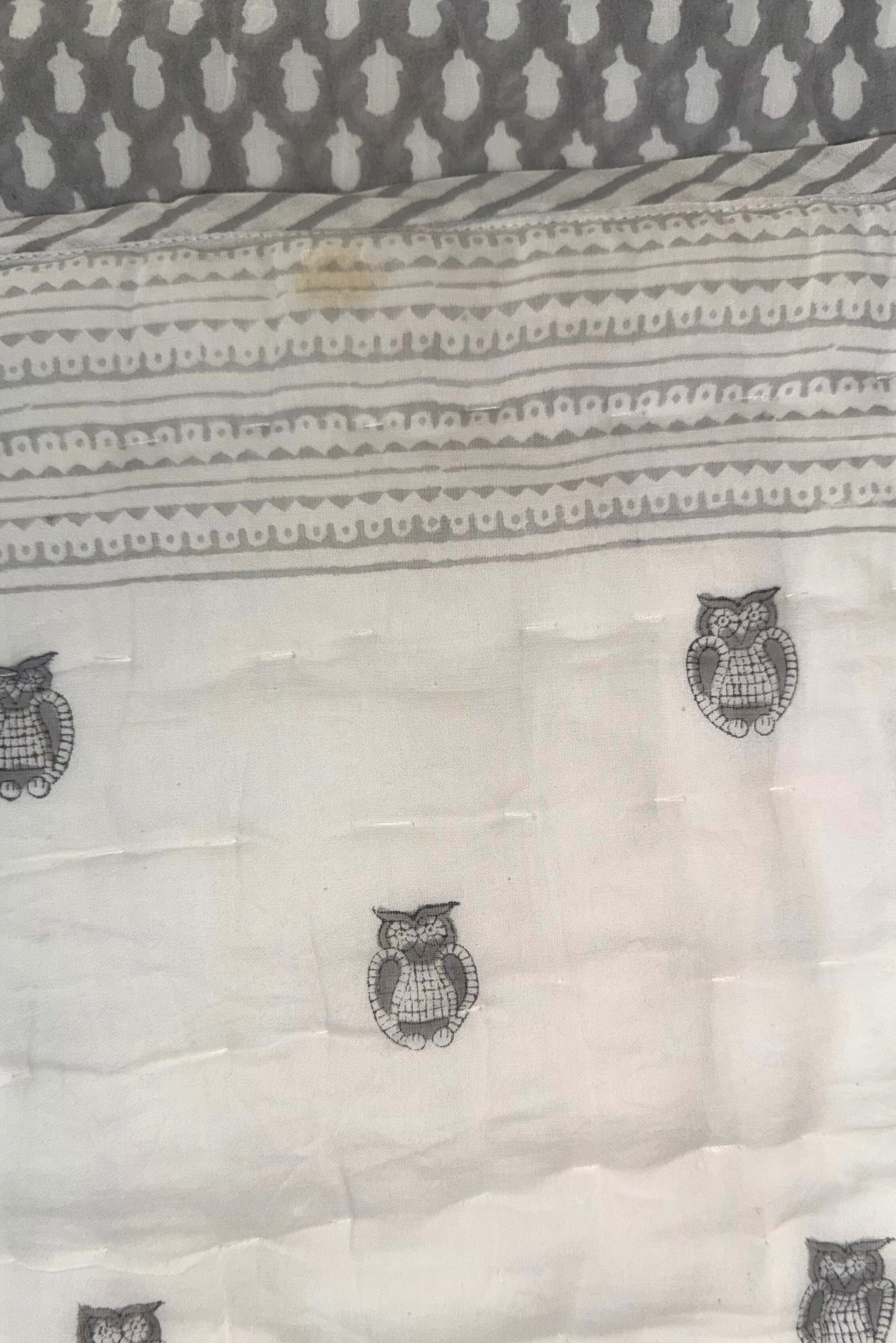 Owl Block Printed Baby Quilt - 04