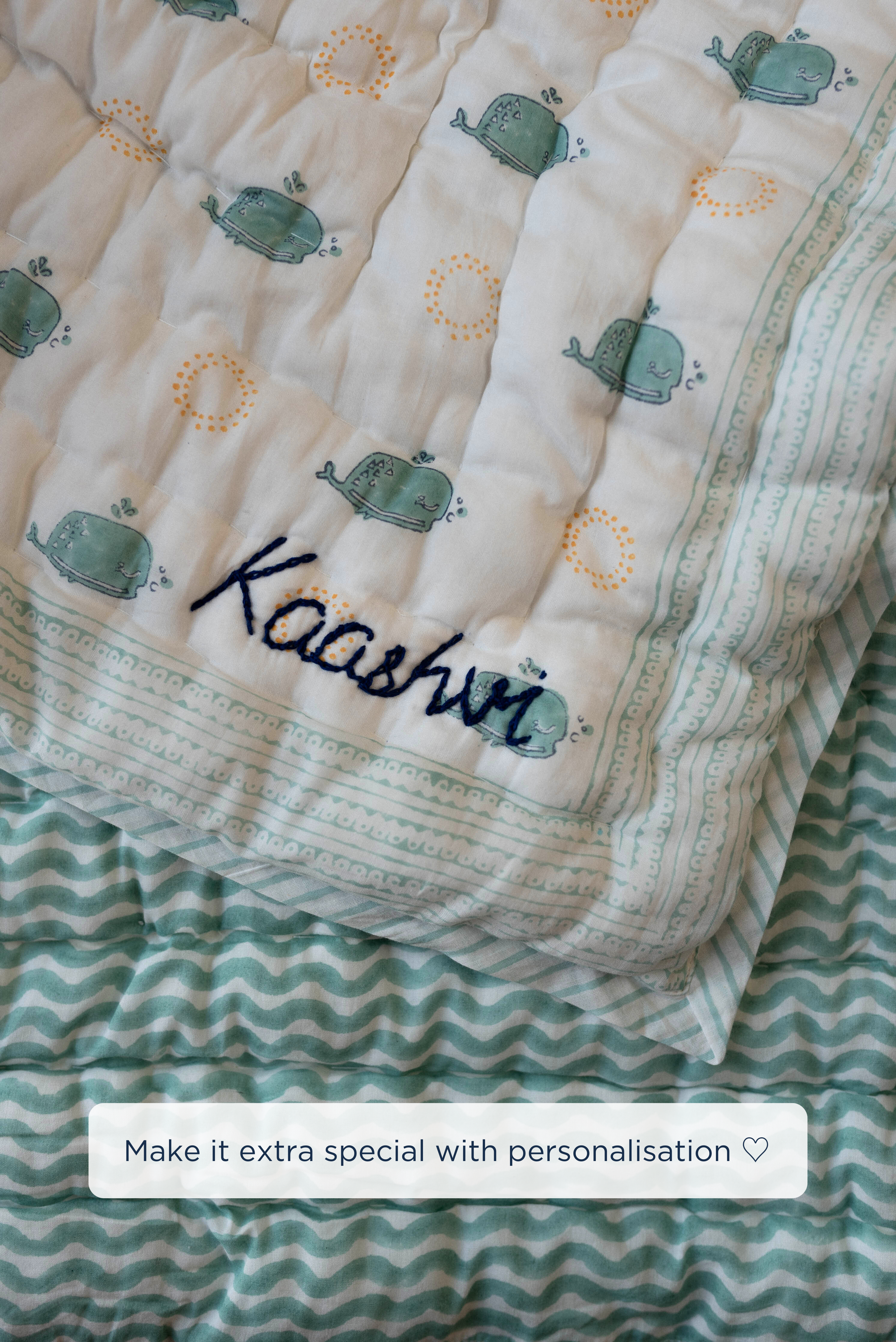 Moana Block Printed Baby Quilt